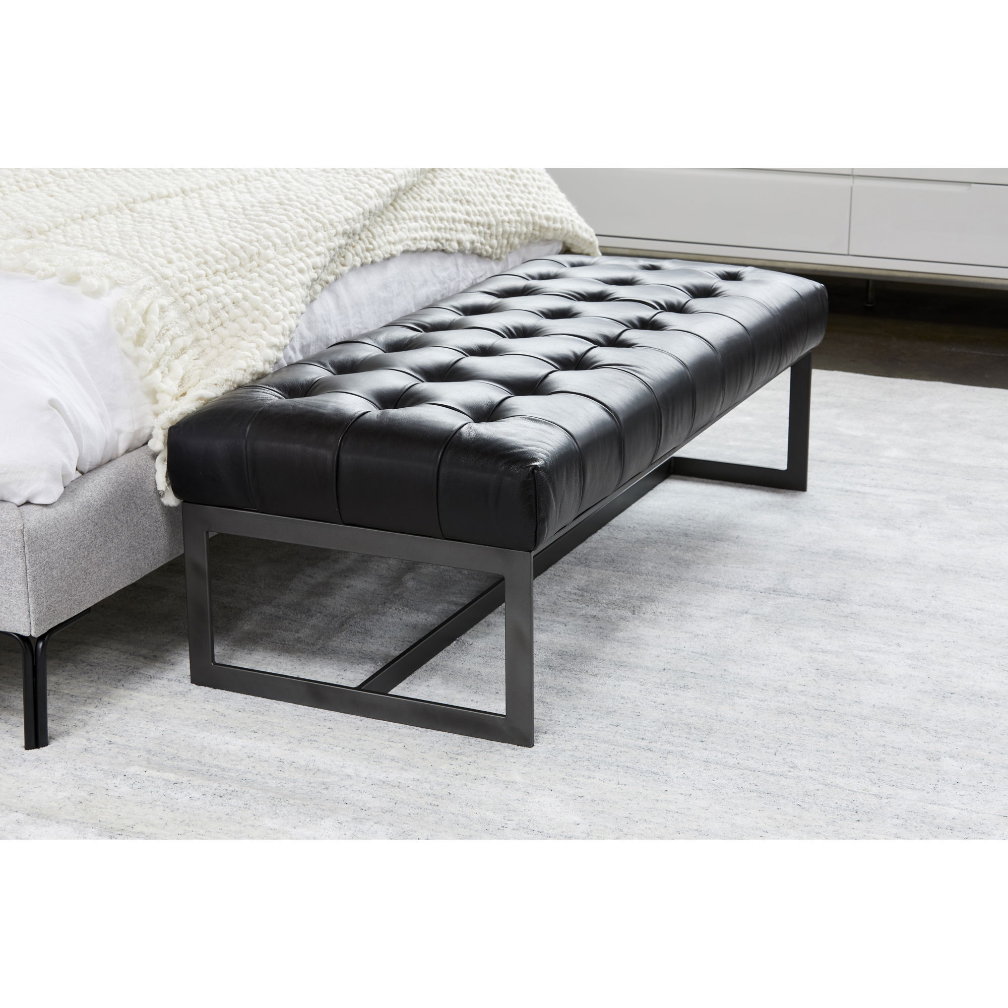 Wyatt Leather Bench Black large image 