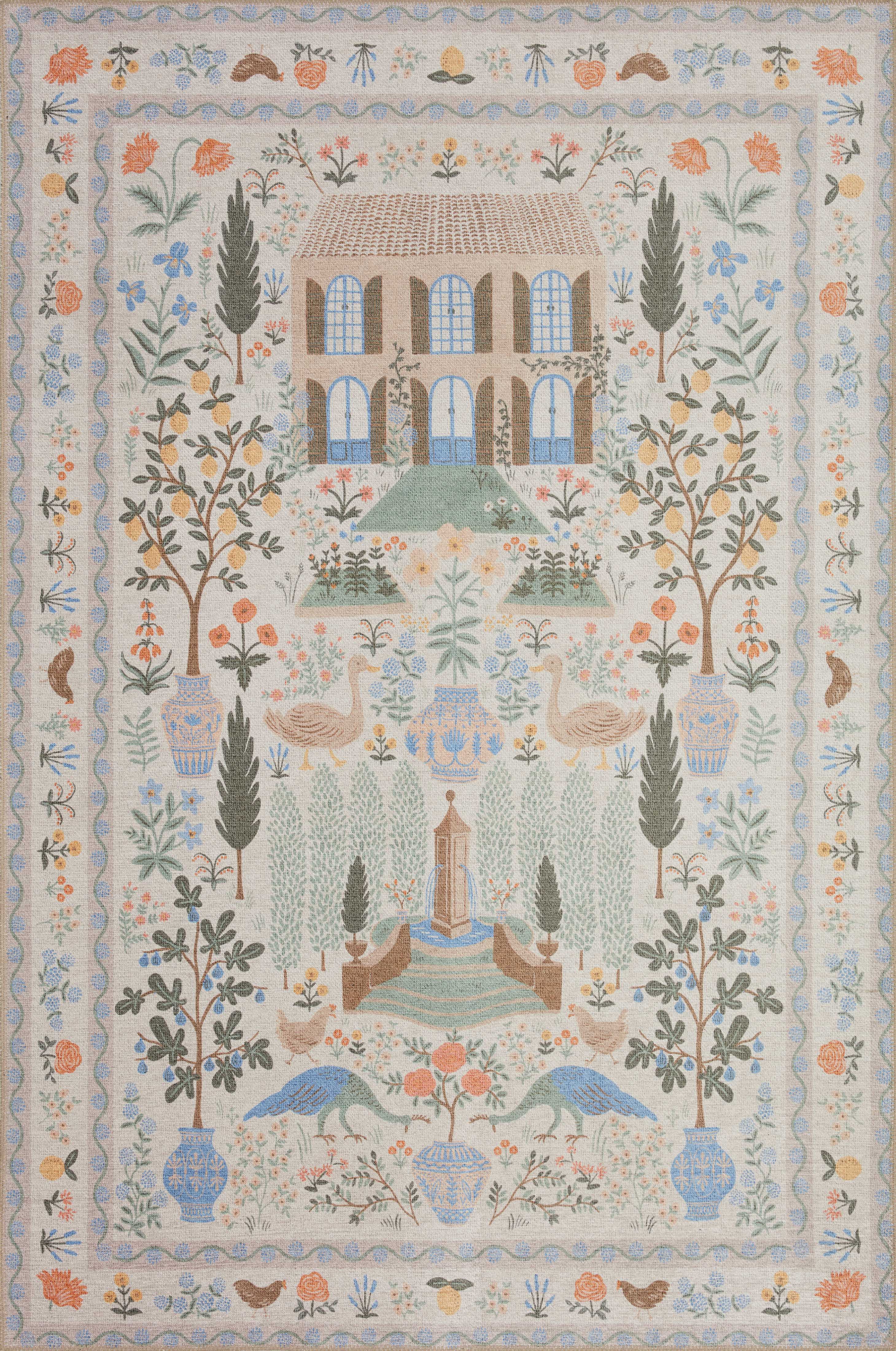 Rifle Paper Co. x Loloi Menagerie Rug, 3'9" length x 5'9" width