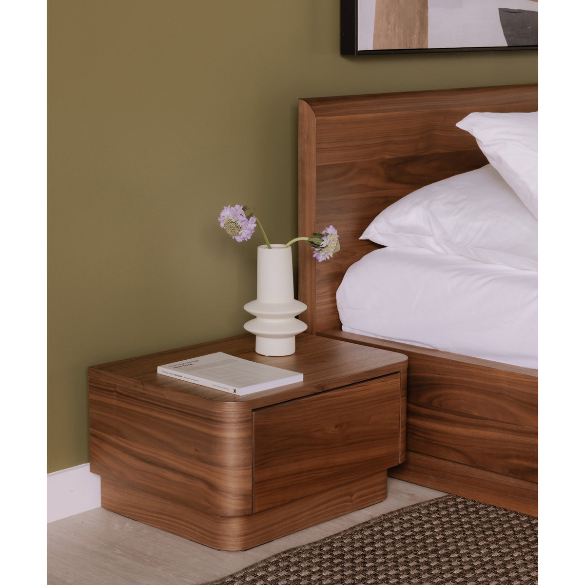 Round Off Queen Bed Walnut Brown, by Moe's Home, 64" width x 30" height x 84" depth View 10