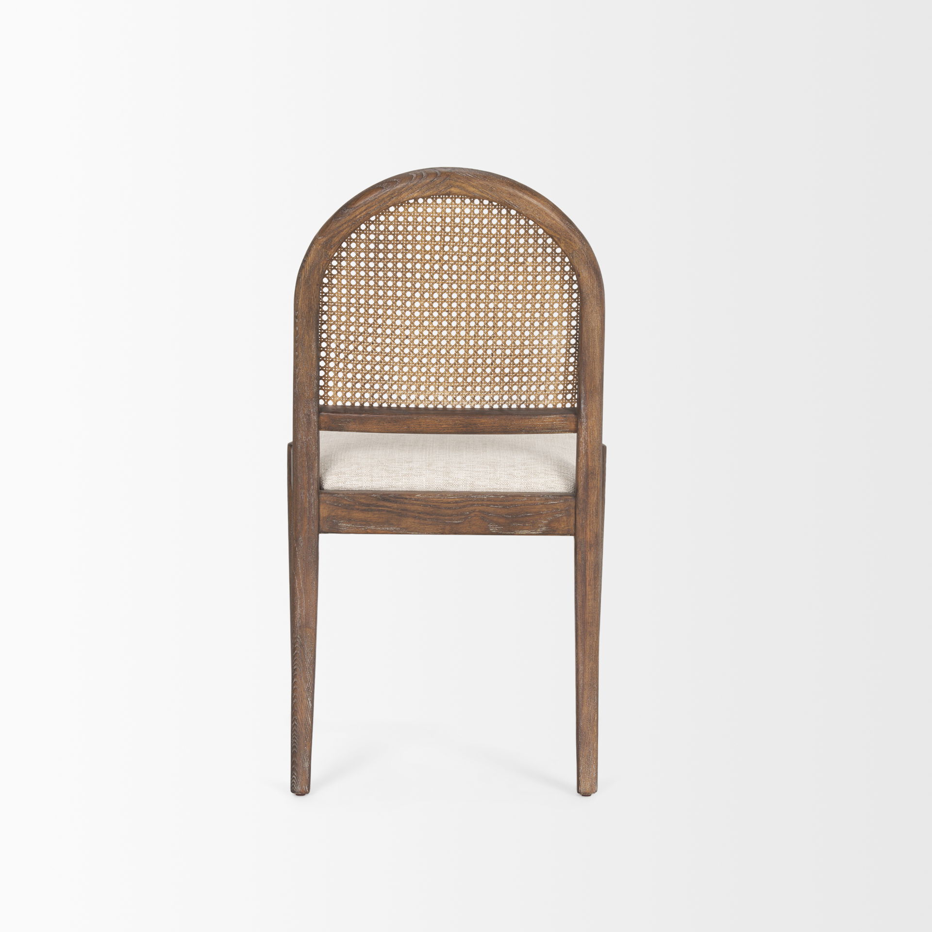 Elle Rounded Caneback Medium Brown Wood with Oatmeal Fabric Dining Chair large image 