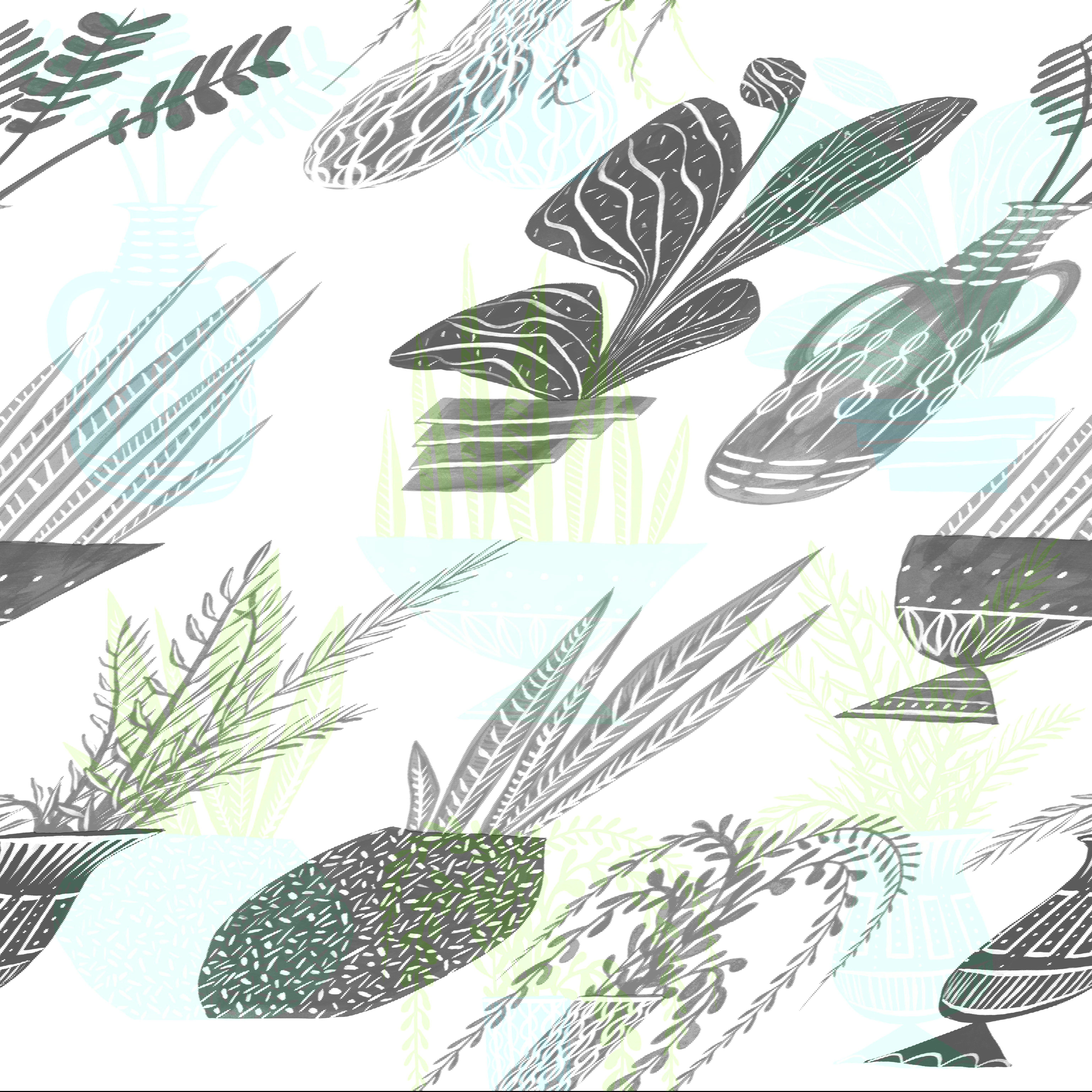Plant Party Green Peel & Stick Wallpaper large image 