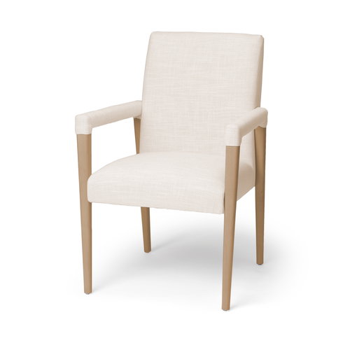 Palisades Curved Back Dining Side Chair | Cream Fabric with Brown Wood