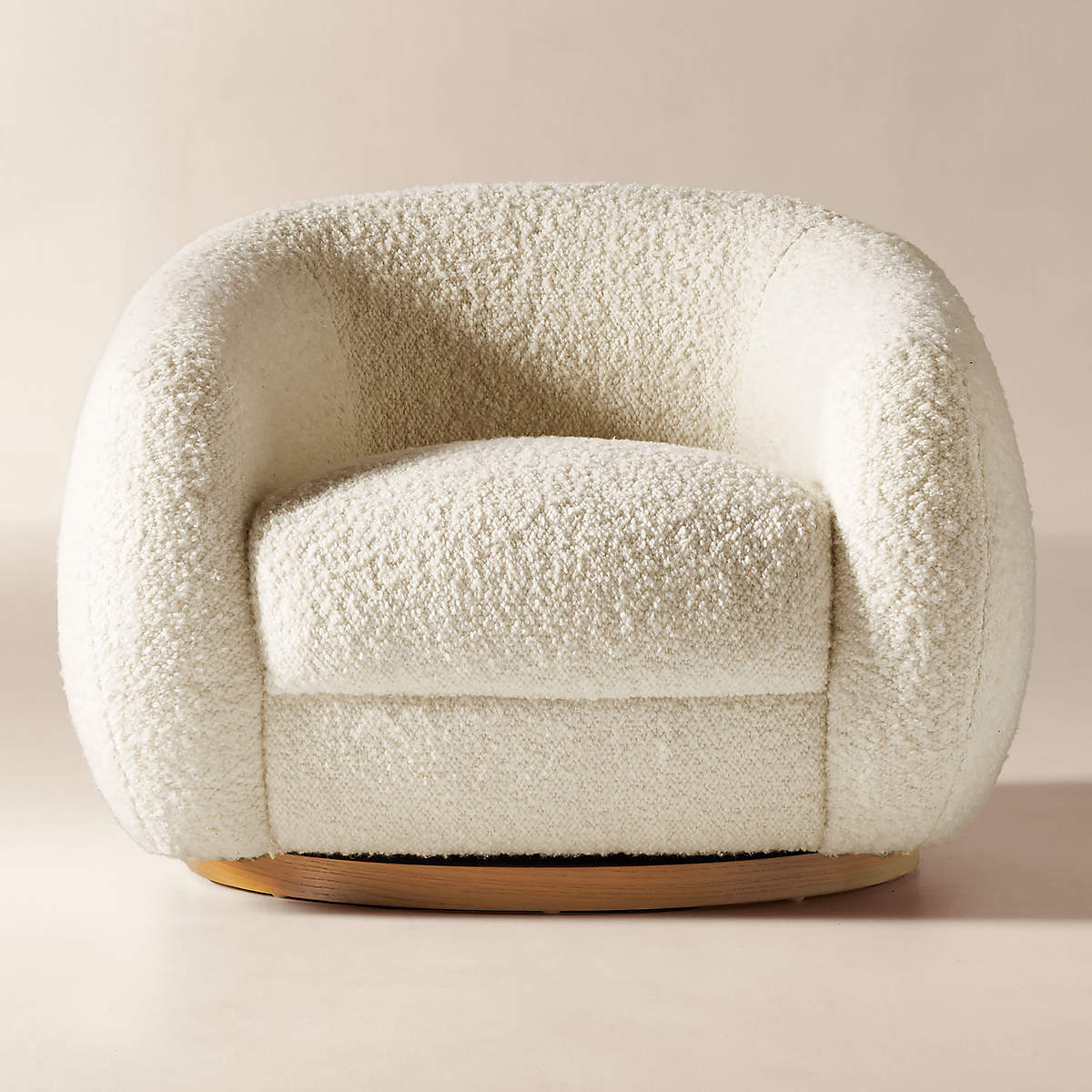 Online Designer Bedroom Laszlo Warm White Boucle Swivel Chair