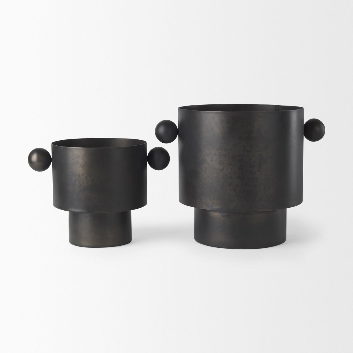 Juno 6.5H Medium Black Iron Vase, by Mercana, 8.5" length x 6" width x 6.5" height View 12