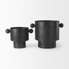 Juno 6.5H Medium Black Iron Vase, by Mercana, 8.5" length x 6" width x 6.5" height thumbnail 12