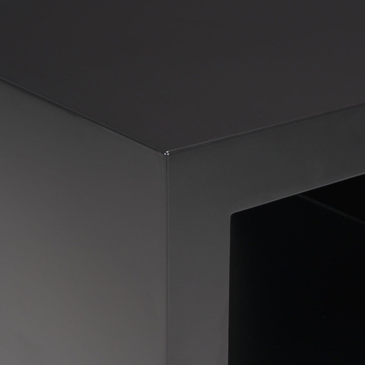 Vondra Matte Black Metal with Open Shelves Side table, Side & End Table by Mercana, 18" length x 18" width x 21.75" height View 8
