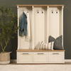 Fairview IV 61L x 17W White And Brown Wood With Storage Hall Tree, Entry & Hallway by Mercana, 61" length x 18" width x 76" height thumbnail 3