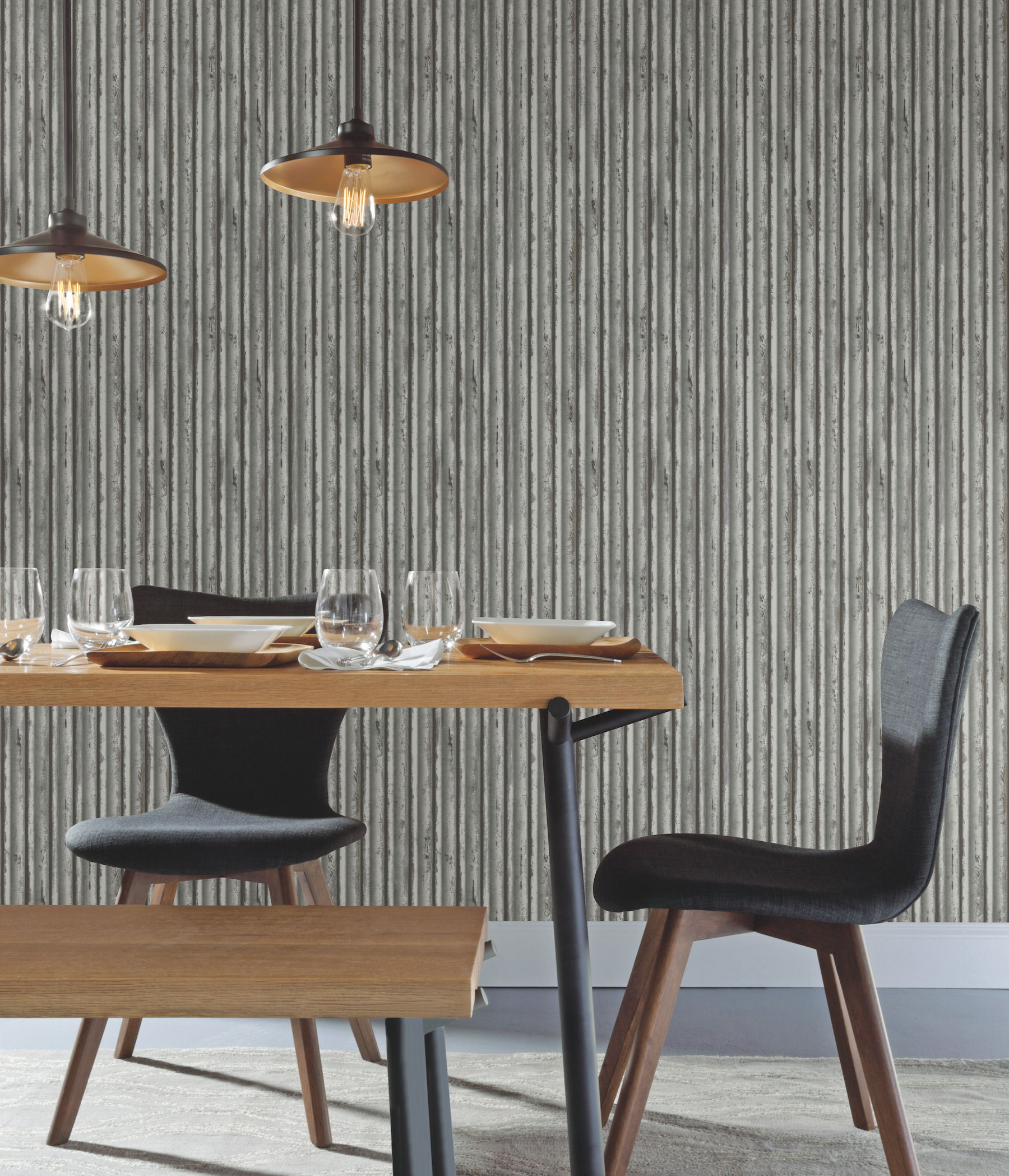 Grey & Silver Weathered Metal Wallpaper large image 