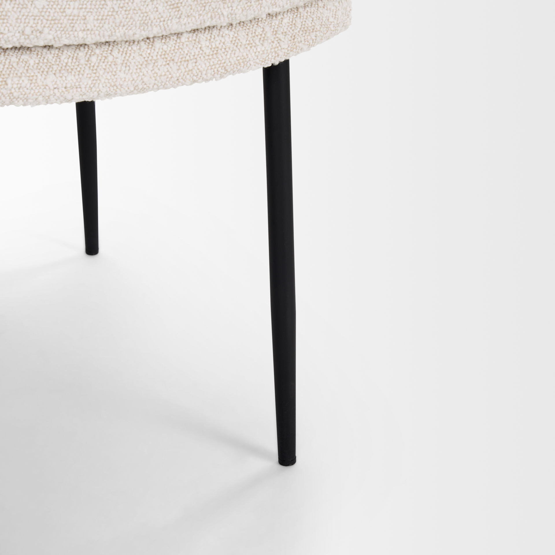 Eve Dining Chair with Cream Boucle Fabric & Matte Black Metal, by Mercana, 24.5" length x 19.5" width x 33.5" height View 11