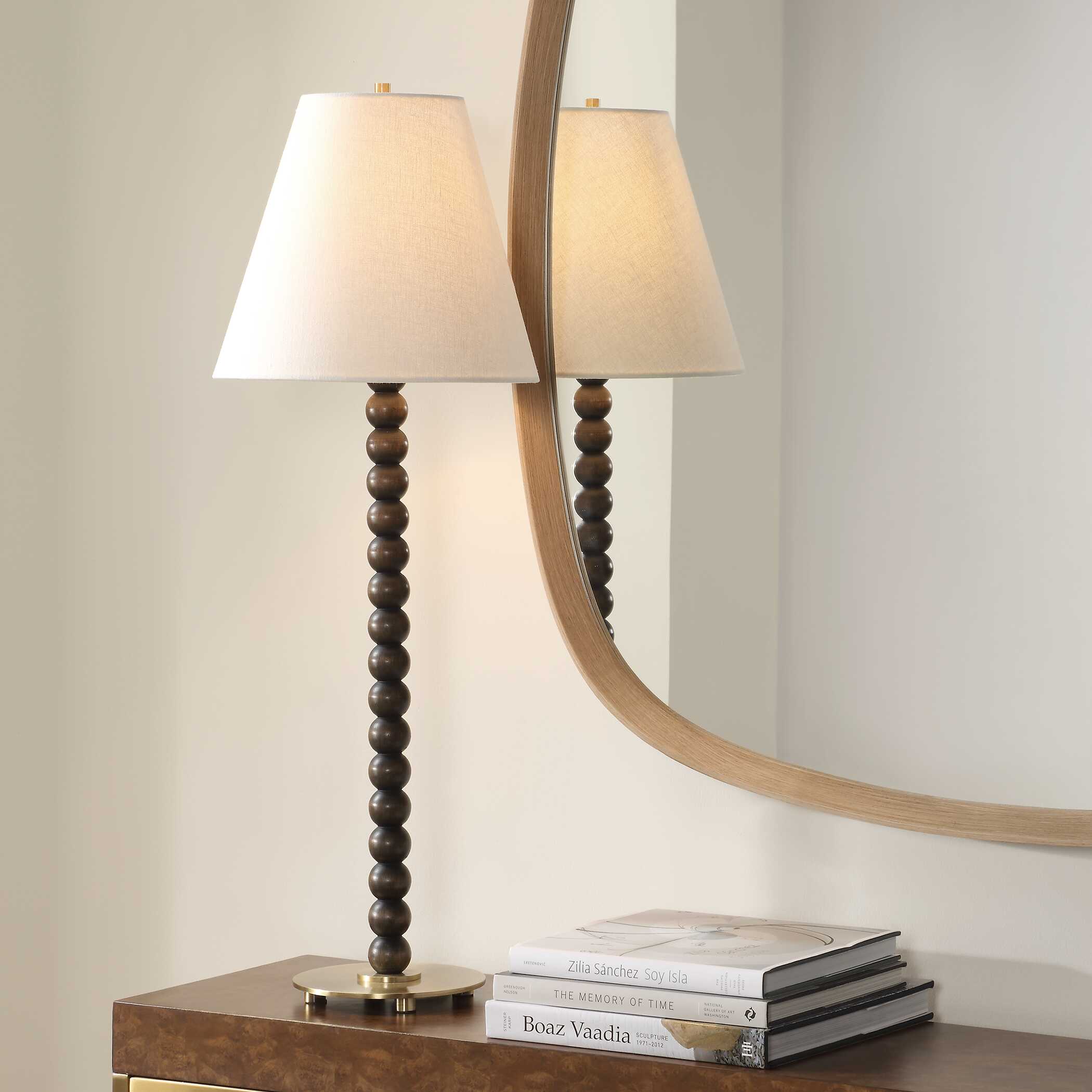 Gallus Wood Spheres Table Lamp, by Uttermost, 12" width x 34" height x 12" depth View 2