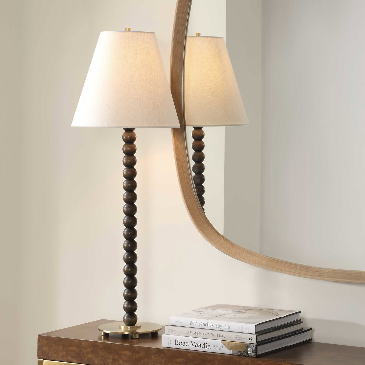 Gallus Wood Spheres Table Lamp, by Uttermost, 12" width x 34" height x 12" depth View 2