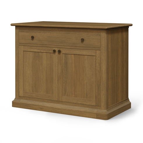 Braxton Light Brown Solid Wood with Gunmetal Knobs Accent Cabinet 1 Drawer 2 Doors