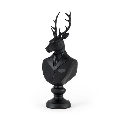 Mozart 22.5H Black Painted Resin Deer In A Suit Bust