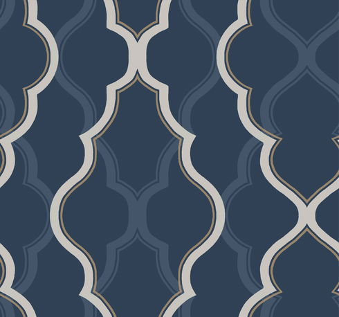 Double Damask Dark Blue Wallpaper