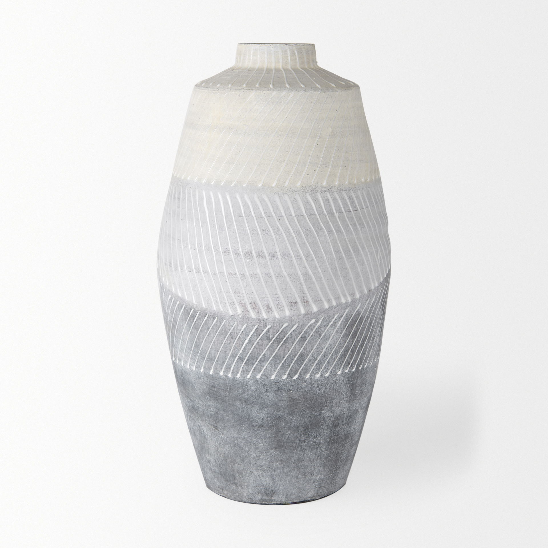 Blume 16.5H Off-White with Gray Textured Vase, by Mercana, 8.27" length x 8.27" width x 16.54" height View 3