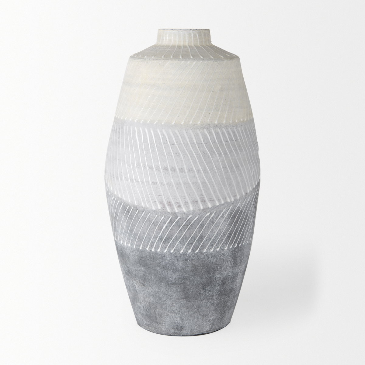 Blume 16.5H Off-White with Gray Textured Vase, by Mercana, 8.27" length x 8.27" width x 16.54" height View 3