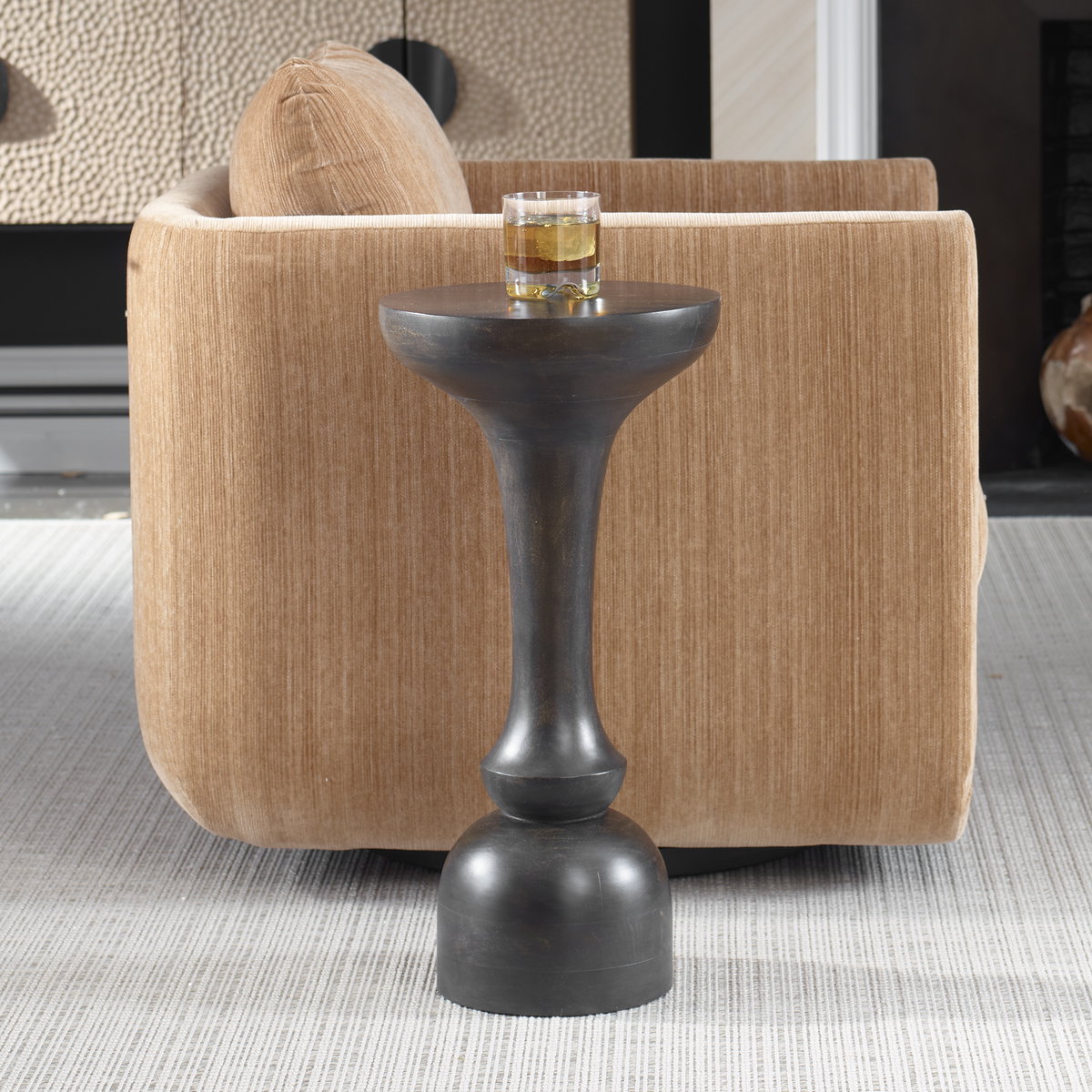 Gambit Hourglass Accent Table, Side & End Table by Uttermost, 12" width x 24" height x 12" depth View 2