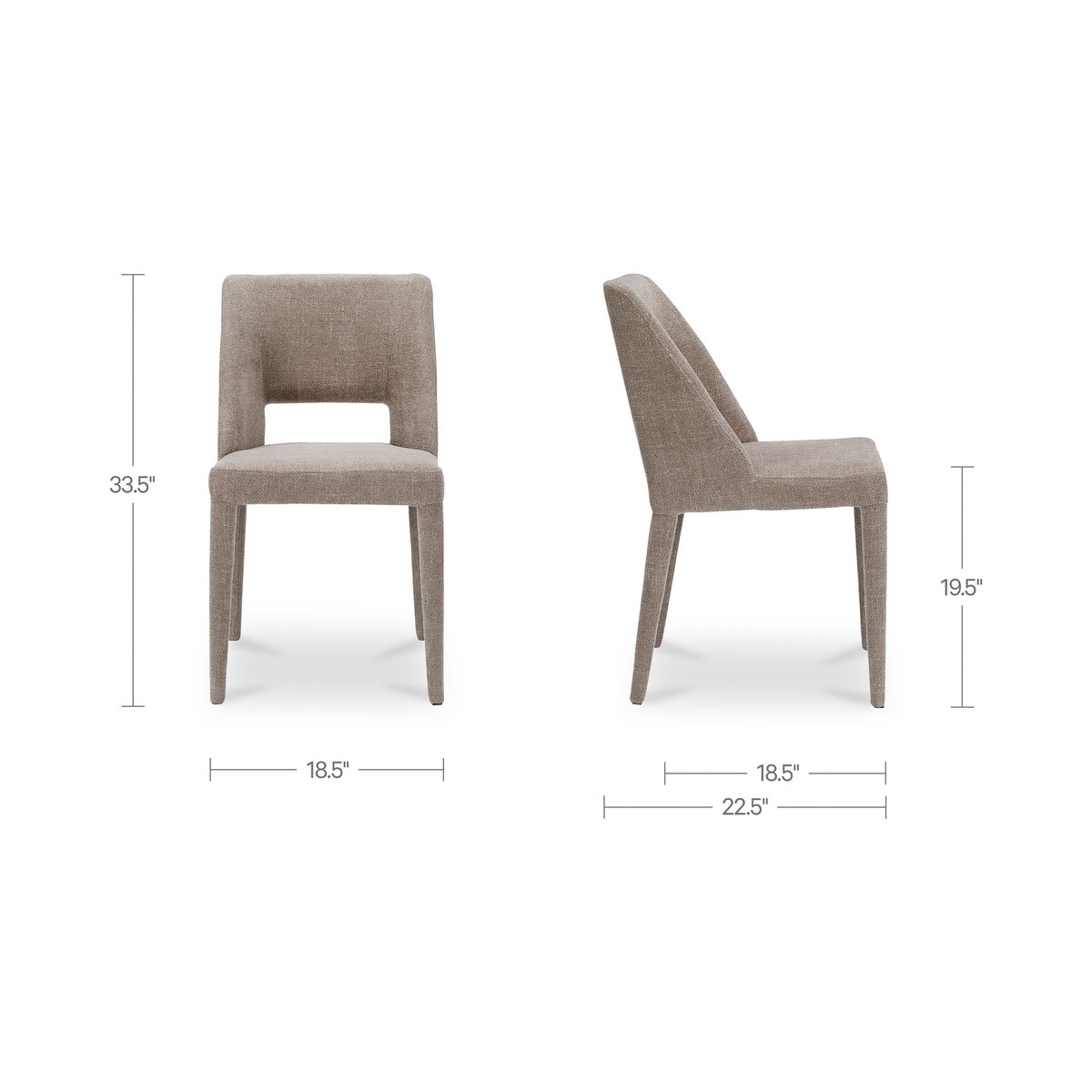 Joyce Dining Chair Light Brown-set Of Two, by Moe's Home, 18.5" width x 33.9" height x 22.6" depth View 8