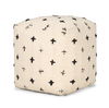 Saanvi Wool with Cream and Black Stitched Cross Patterned Pouf, Ottoman by Mercana, 16" length x 16" width x 16" height thumbnail 1
