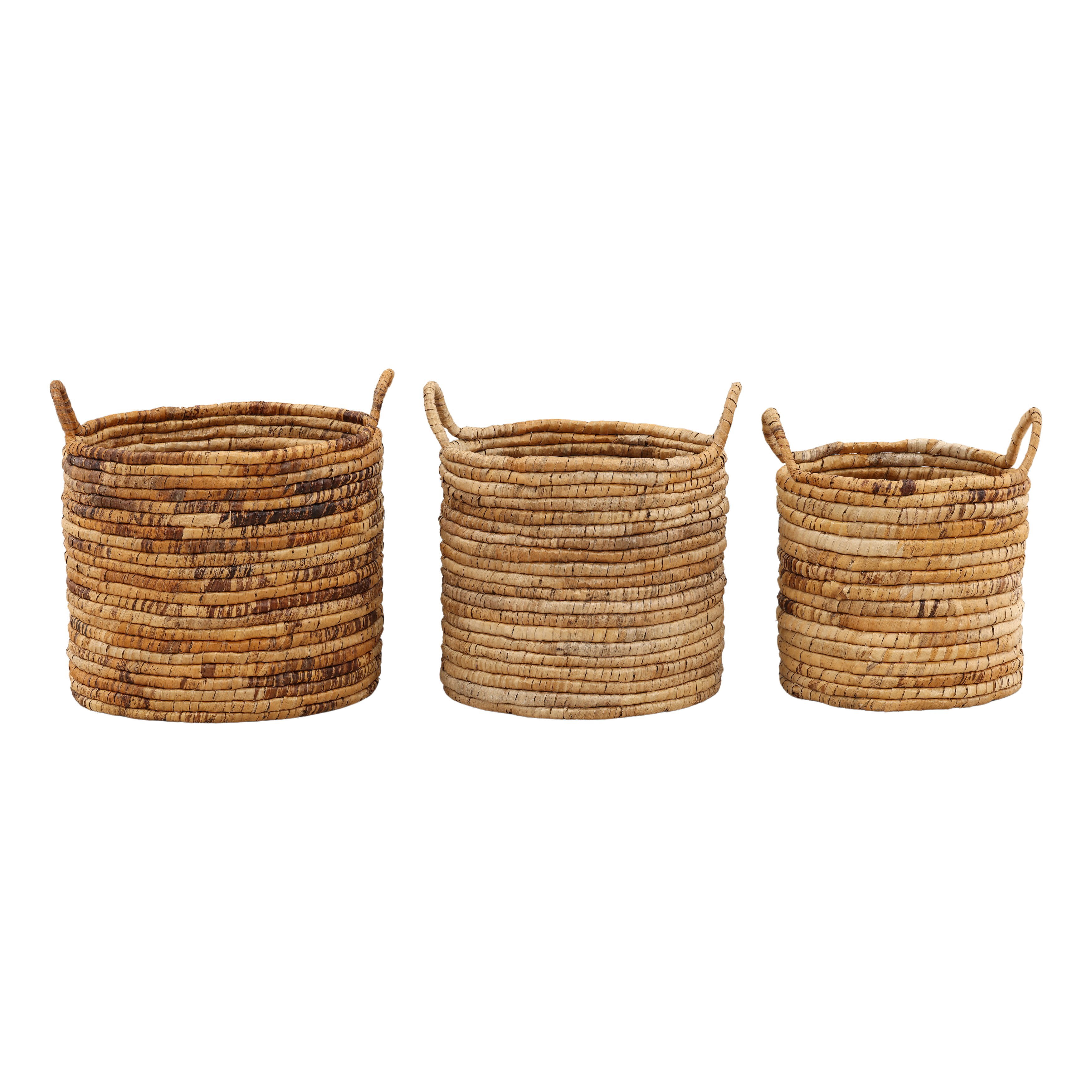 Kerensa Basket Set of 3 Natural, Bins & Basket by Dovetail, 18.11" width x 15.74" height x 18.11" diameter x 18.11" depth View 1