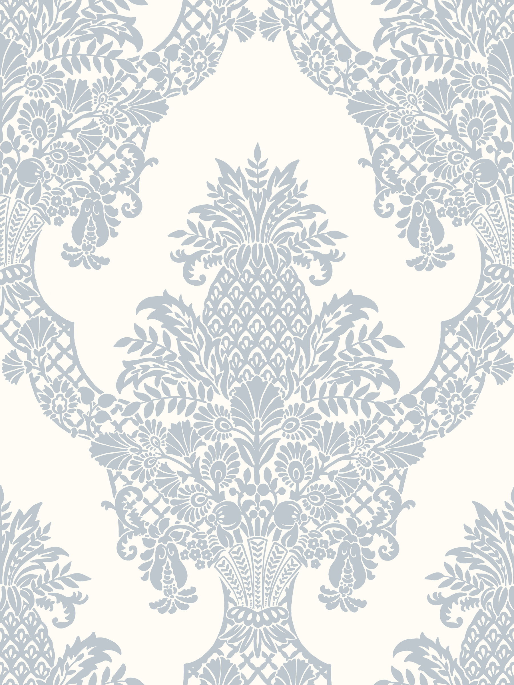Pineapple Plantation Periwinkle & White Wallpaper large image 