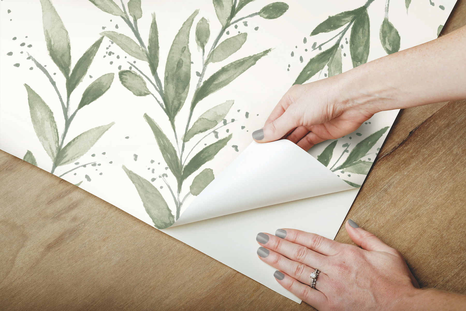 Magnolia Home Olive Branch Olive Grove Peel & Stick Wallpaper large image 