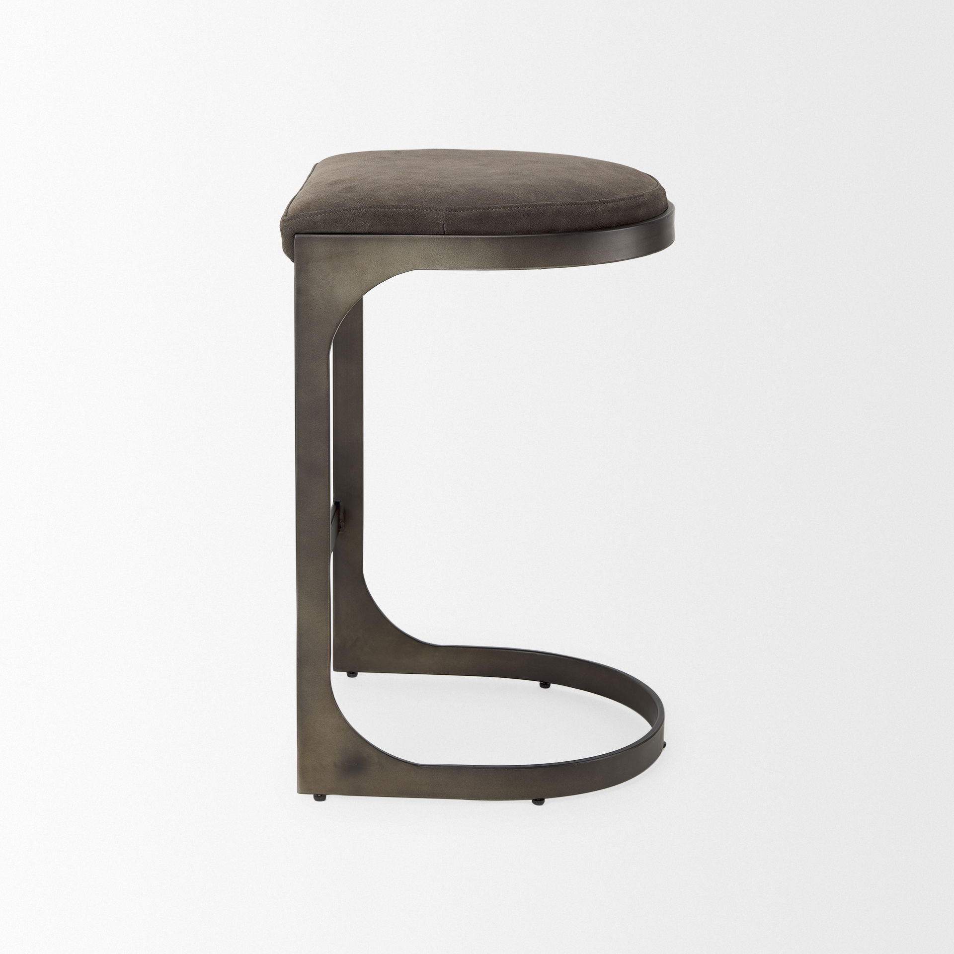 Tyson 17L x 18W x 28H Brown/Gray Suede with Metal Frame Counter Stool large image 