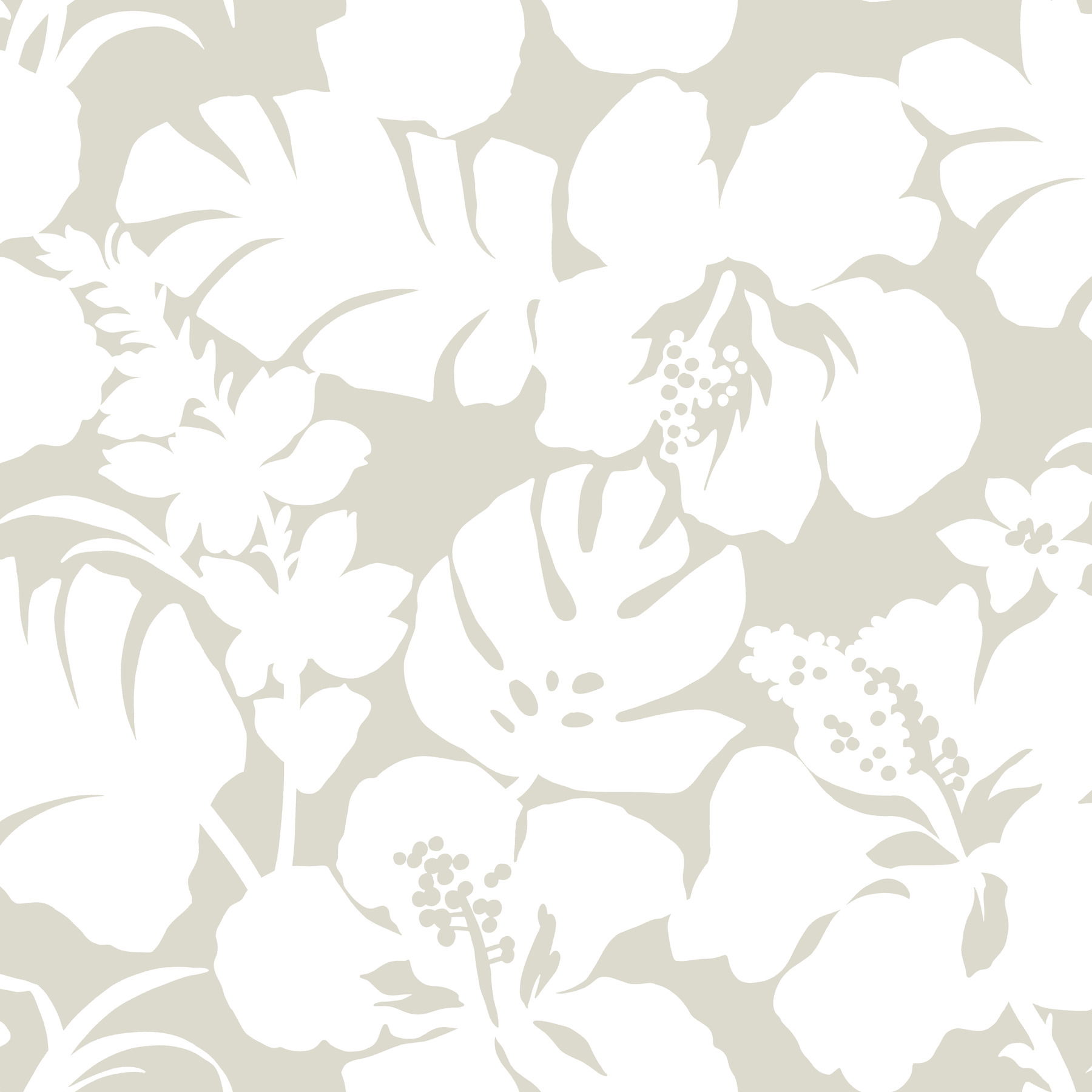 Hibiscus Arboretum Cream Wallpaper large image 