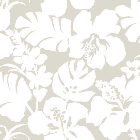 Hibiscus Arboretum Cream Wallpaper