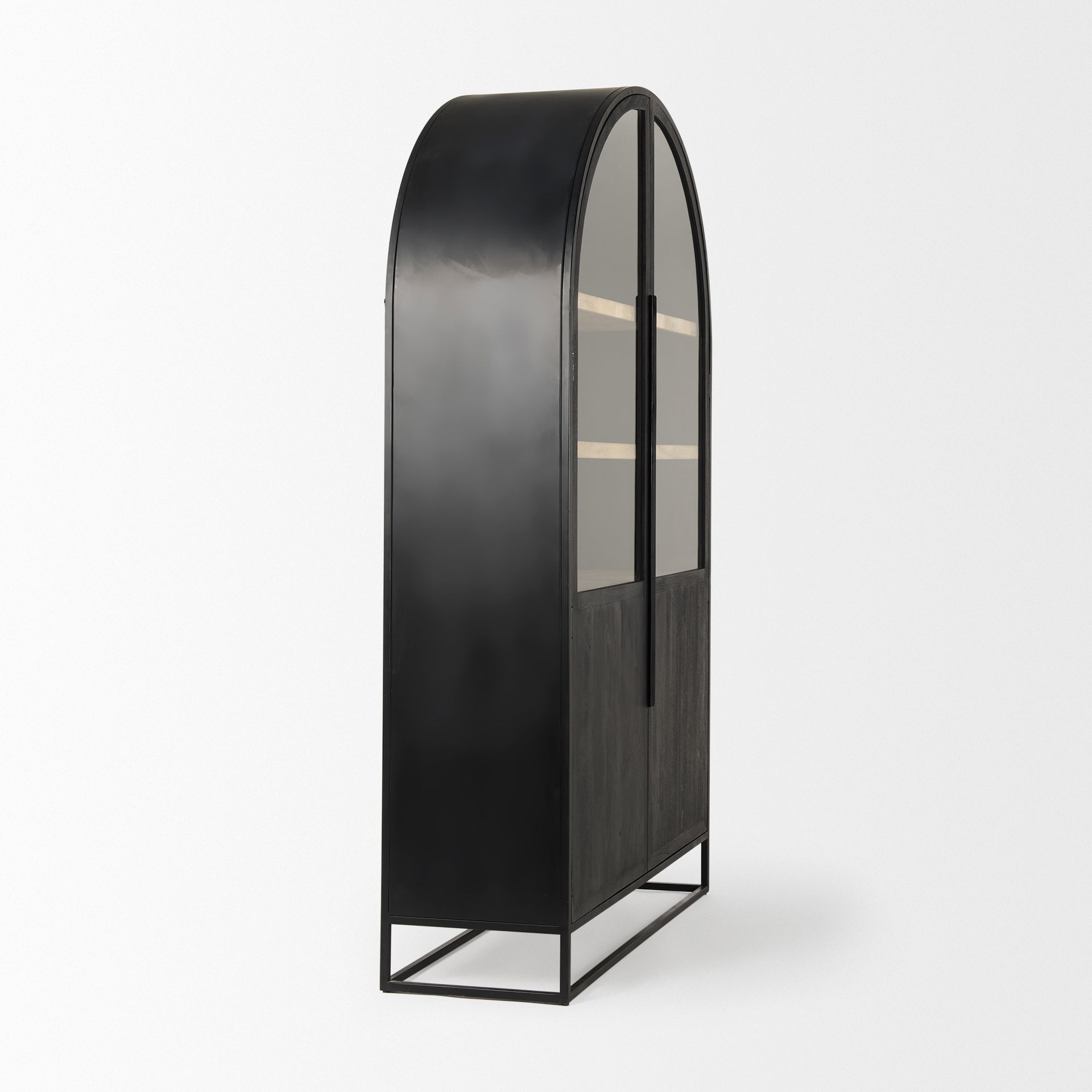 Sloan 85.5H Black Wood with Black Metal Frame Arch Cabinet large image 