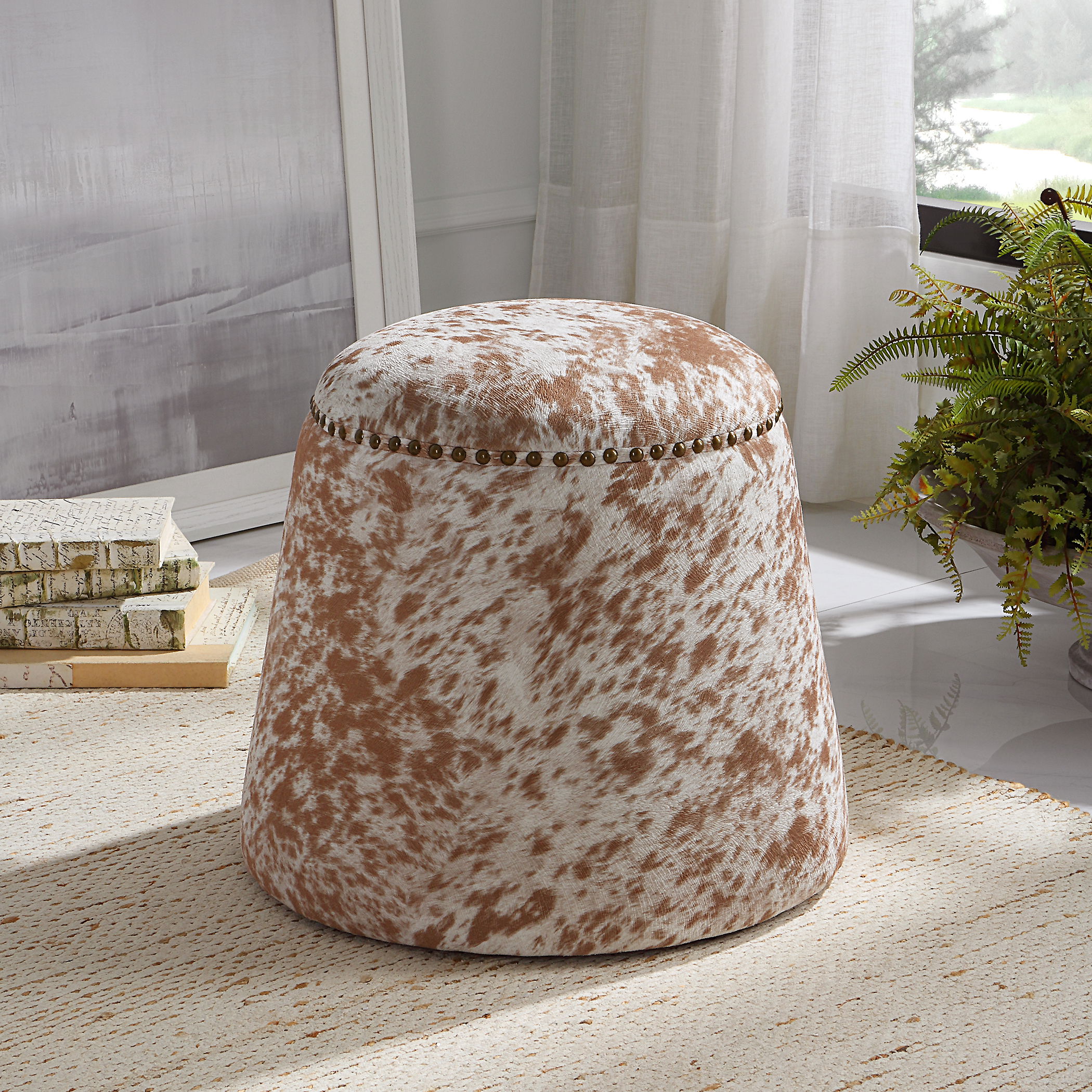 Gumdrop Cow Hide Ottoman large image 