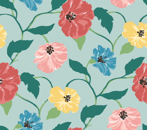 Jungle Garden Sky Blue Peel & Stick Wallpaper