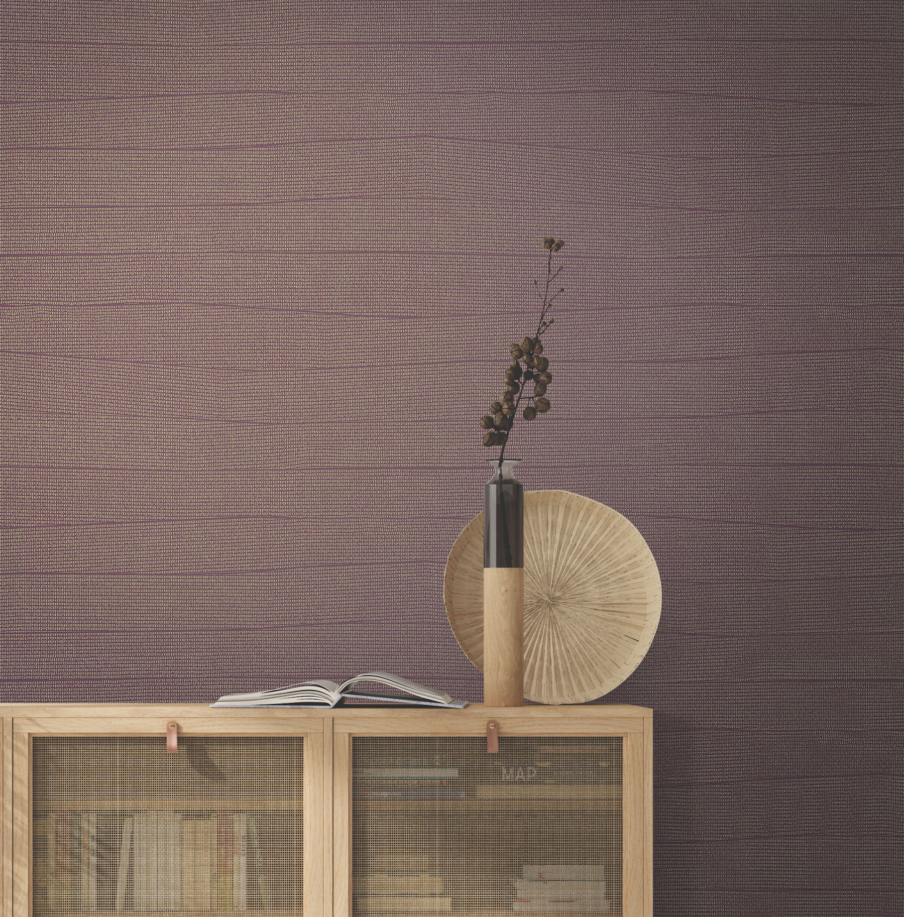 Natural Grid Mulberry Wallpaper large image 