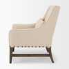 Kensington Cream Linen Fabric and Wood Accent Chair, by Mercana, 28.25" length x 29.5" width x 35.75" height thumbnail 5