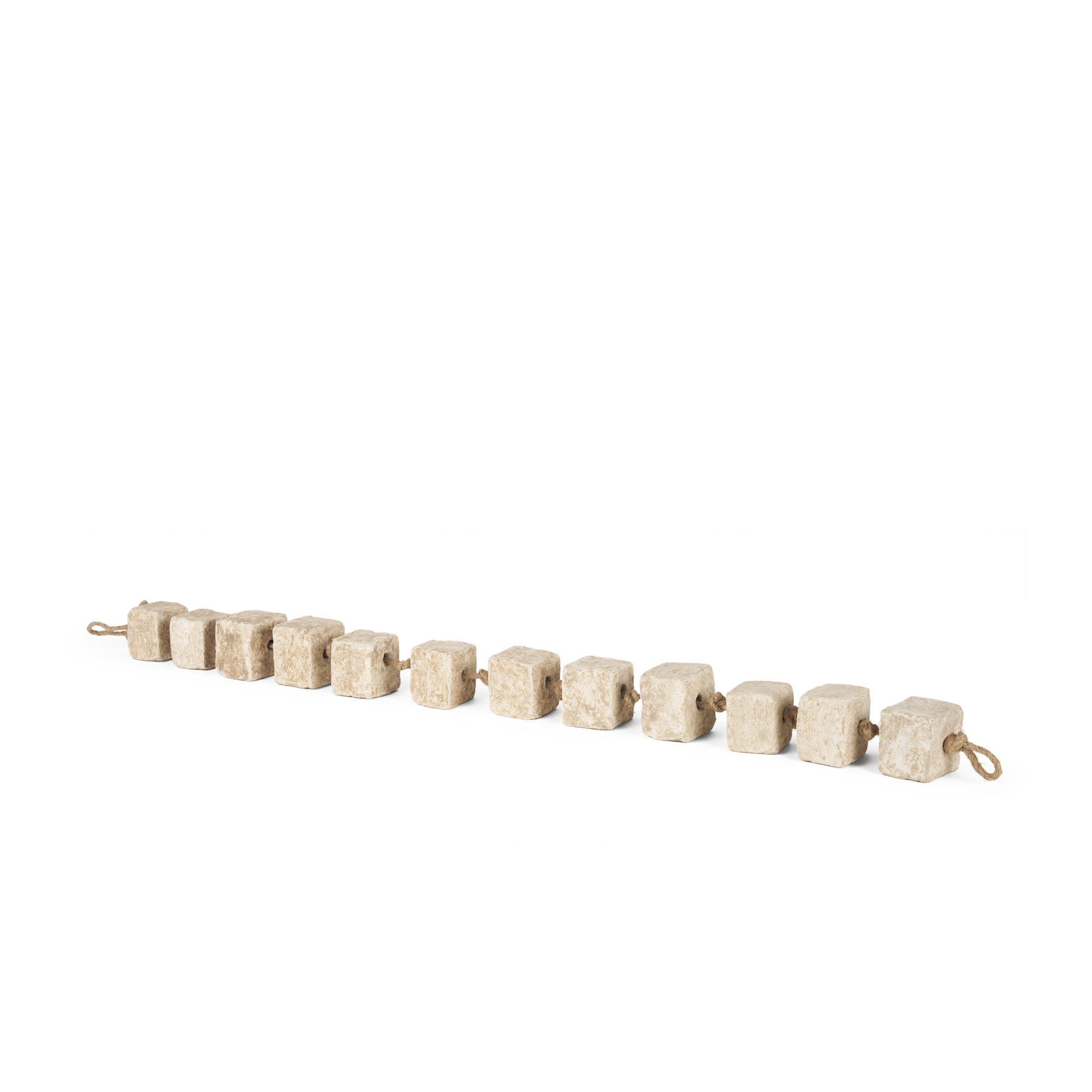 Mala Beige Paper Mache Cube Garland, Decorative Object by Mercana, 40" length x 2" width x 2" height View 1