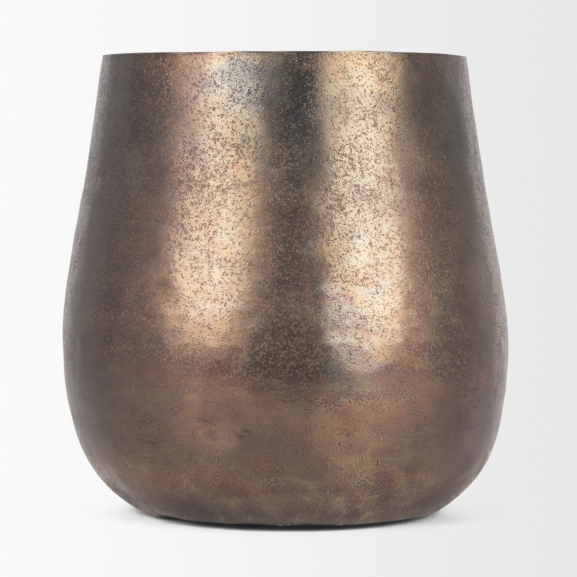Quade Large Textured Gold Metal Planter, Vase by Mercana, 9" length x 9" width x 9" height View 7