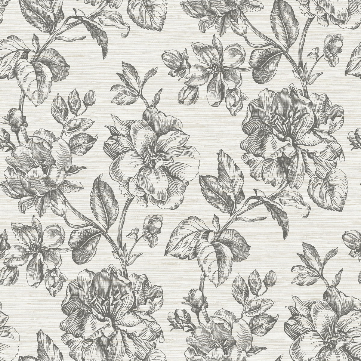 Flower Girl Charcoal Peel & Stick Wallpaper, by York Wall, 18'10.8" length x 1'6" width x 0.02" depth