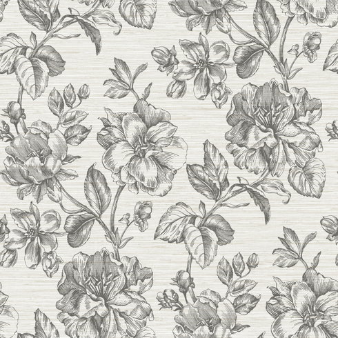 Flower Girl Charcoal Peel & Stick Wallpaper