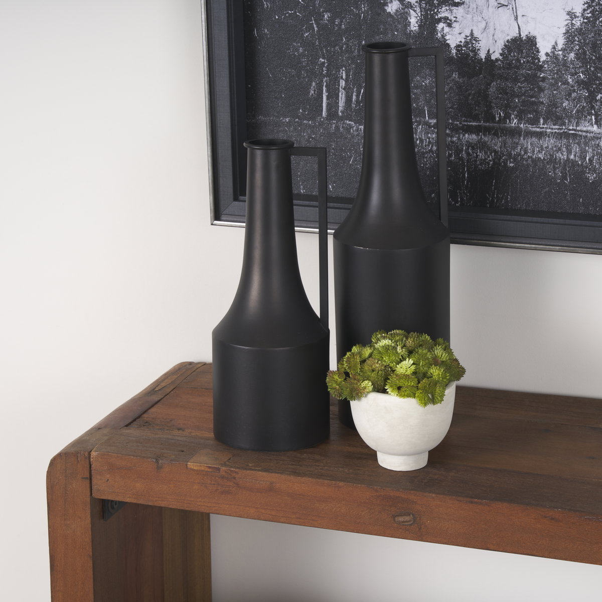Aubrey Medium 18.0H Black Iron Flower Jug Vase, Decorative Jar by Mercana, 5.5" length x 5.5" width x 18" height View 3