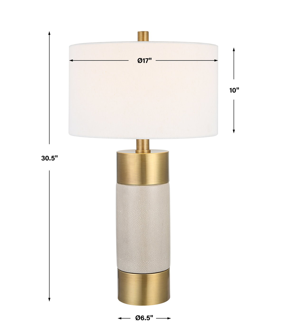 Adelia Ivory & Brass Table Lamp, by Uttermost, 1'5" width x 2'6.5" height x 1'5" depth View 3