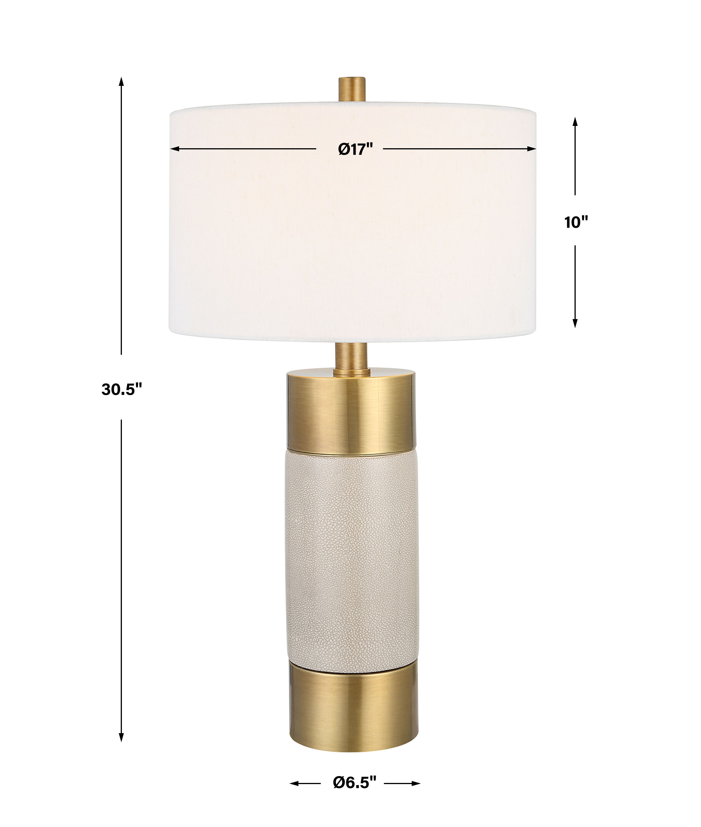 Adelia Ivory & Brass Table Lamp, by Uttermost, 17" width x 30.5" height x 17" depth View 3