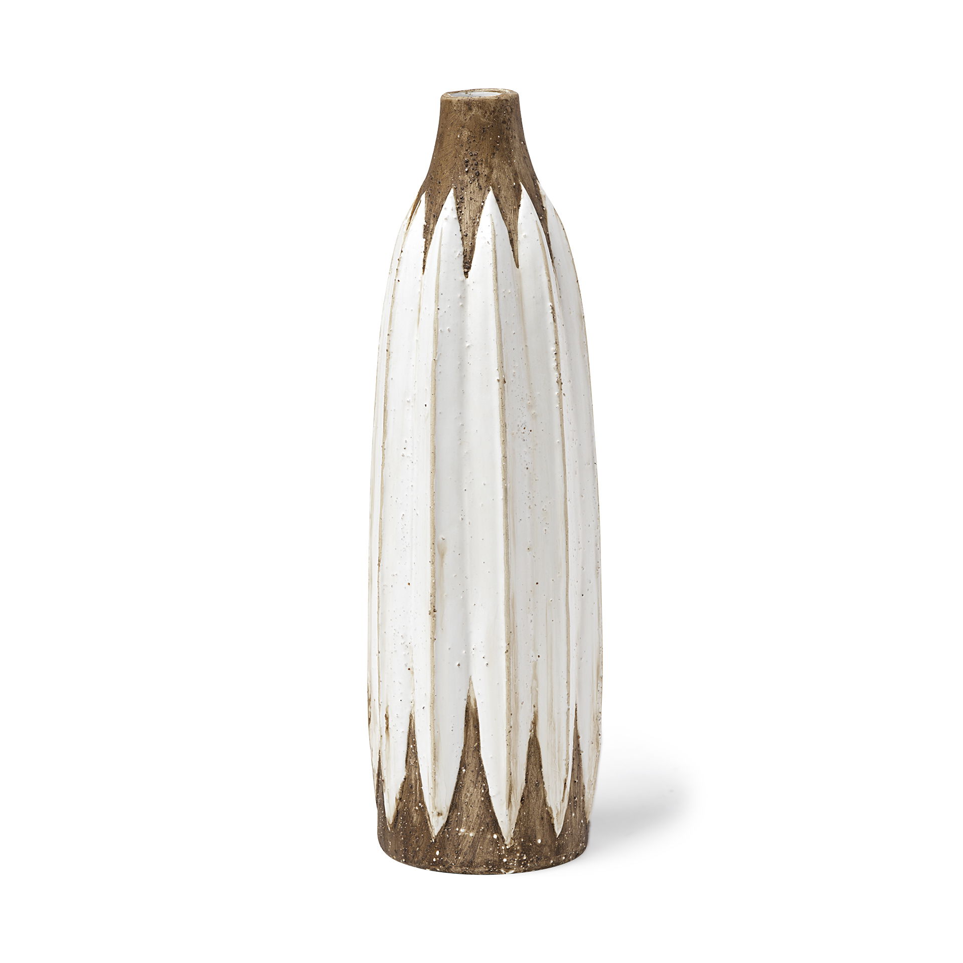 Sisko II Tall Rustic Brown White Ceramic Vase large image 