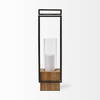 Orionis Large Wood with Black Metal Lantern Candle Holder, Lighting by Mercana, 6.69" length x 6.69" width x 23.82" height thumbnail 4