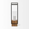 Orionis Large Wood with Black Metal Lantern Candle Holder, Lighting by Mercana, 6.69" length x 6.69" width x 23.82" height thumbnail 4