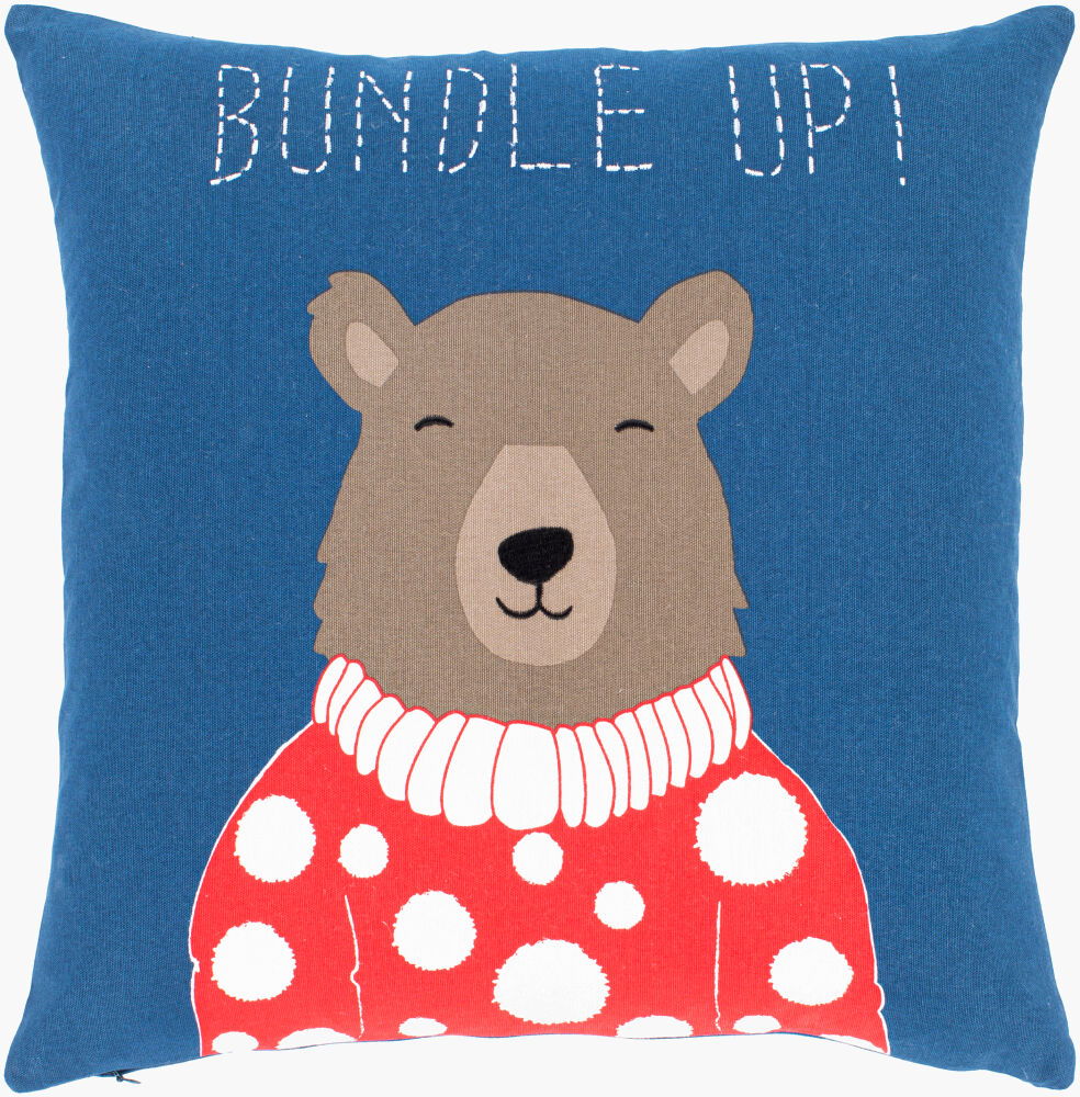 Bundle Up Bear Accent Pillow, Decorative Pillow by Surya, 18" length x 18" width