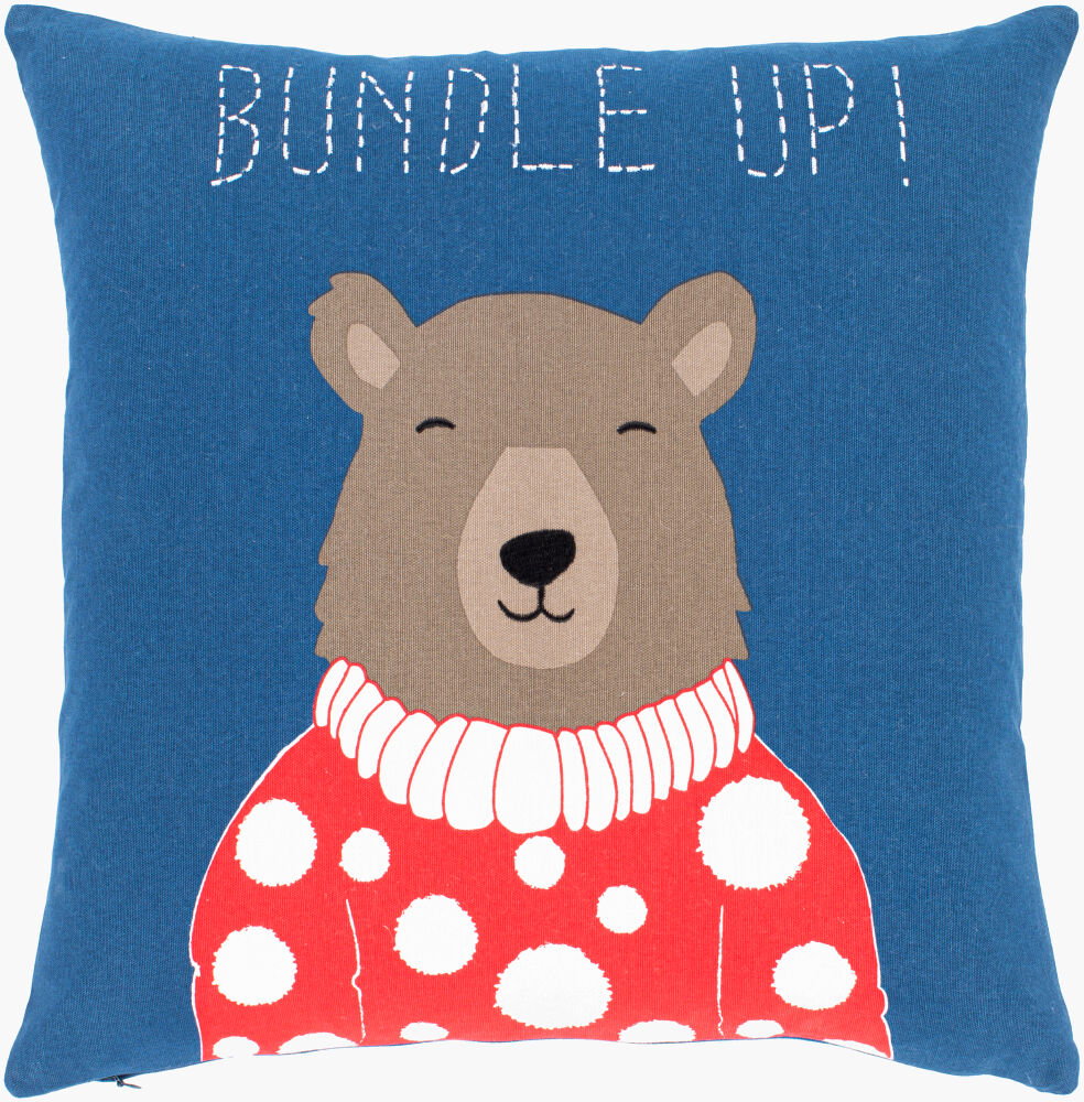 Bundle Up Bear Accent Pillow, Decorative Pillow by Surya, 20" length x 20" width