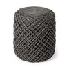 Allium Dark Gray Handwoven Wool Cylindrical Pouf, Ottoman by Mercana, 15.75" length x 15.75" width x 17.75" height thumbnail 1