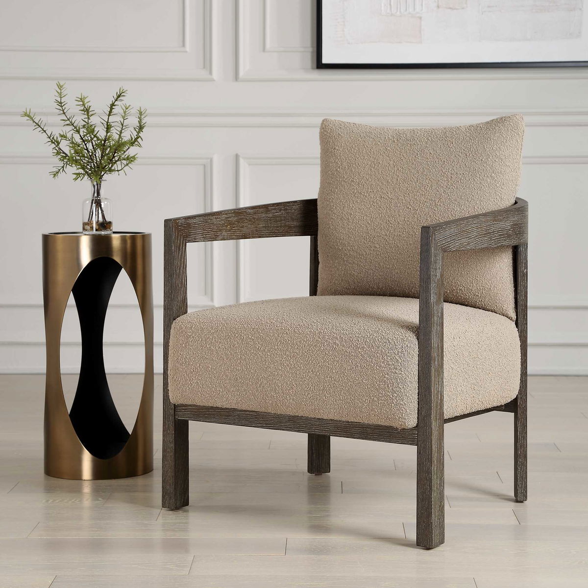 Sienna Sand Fabric Accent Chair, by Uttermost, 27" width x 28.5" height x 29" depth View 4