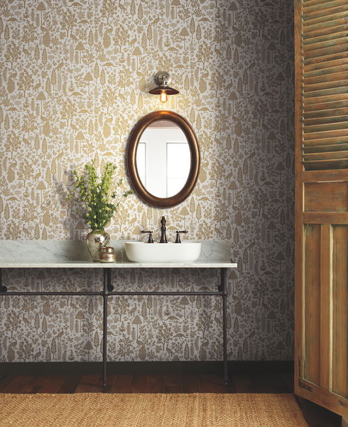 Menagerie Toile Beige Wallpaper