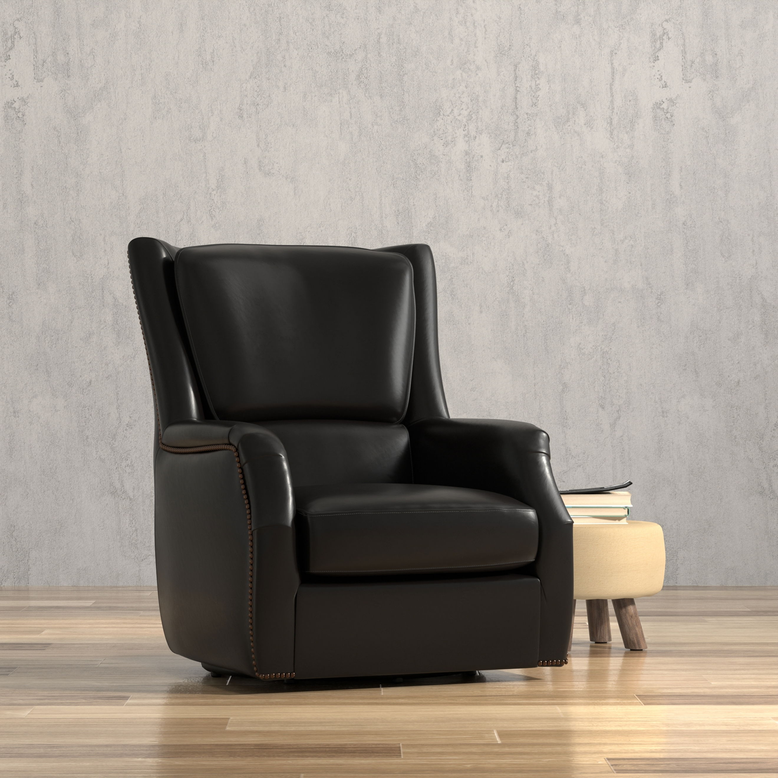 Baker Leather Swivel Chair, Onyx Black large image 